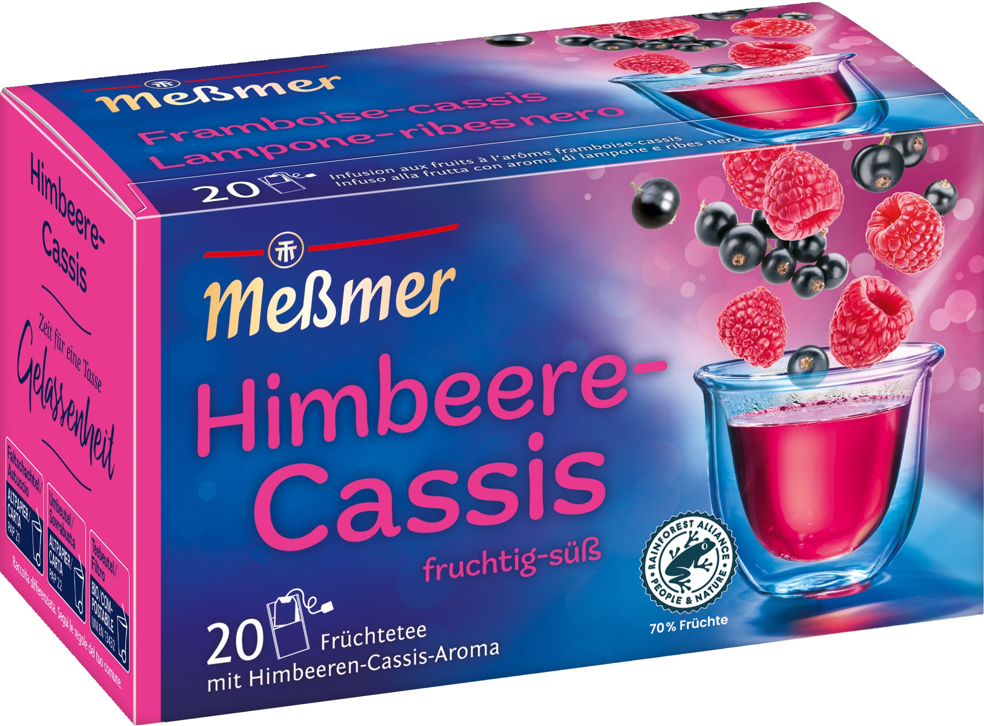 Messmer Früchtetee Himbeere & Cassis – Teebeutel 20 Beutel