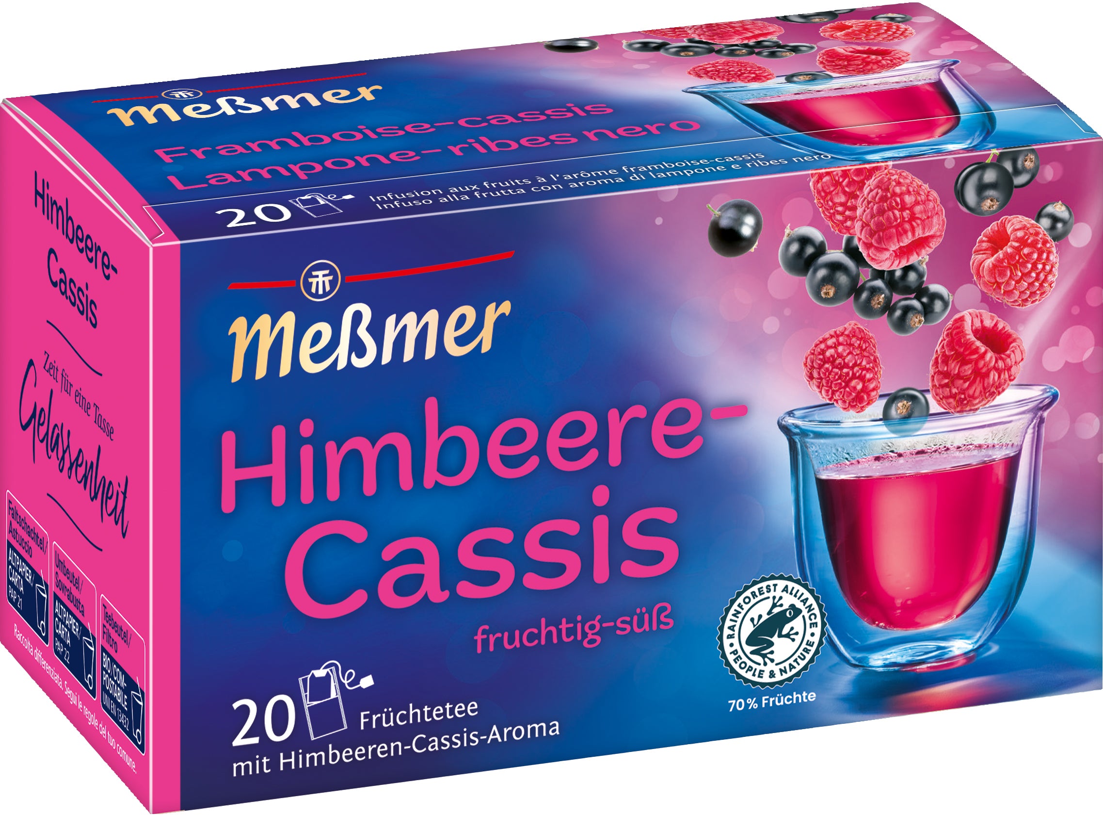 Messmer Früchtetee Himbeere & Cassis – Teebeutel 20 Beutel