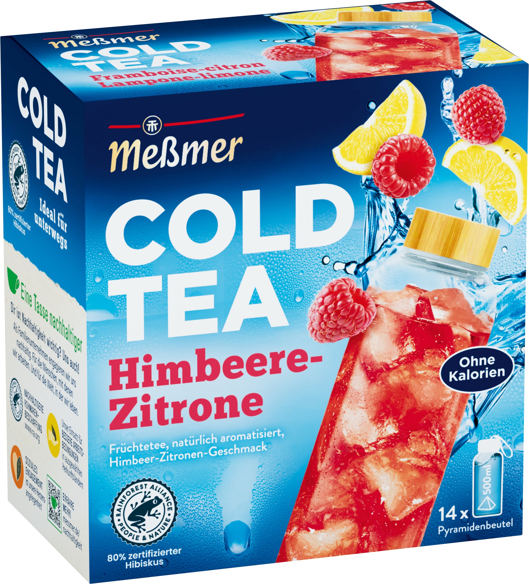 Messmer Früchtetee Himbeere & Zitrone – Teebeutel 14 Beutel