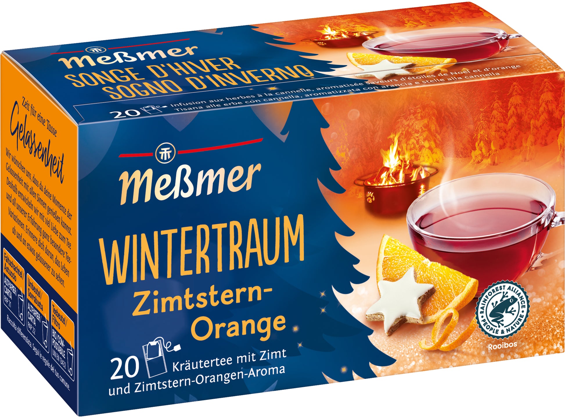 Messmer Rooibos Wintertraum Zimtstern & Orange – Teebeutel 20 Beutel