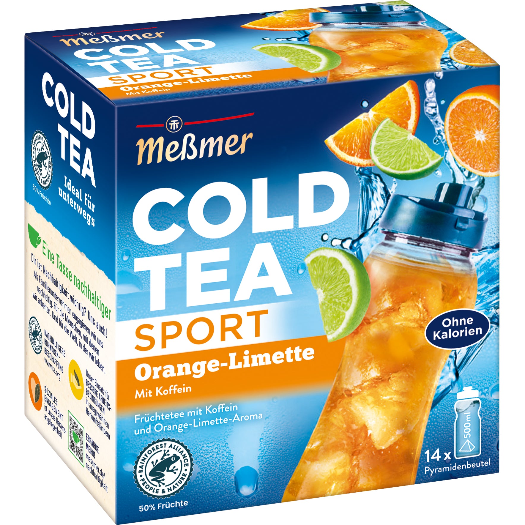 Messmer Früchtetee Cold Tea Sport Orange & Limette – Teebeutel 14 Beutel