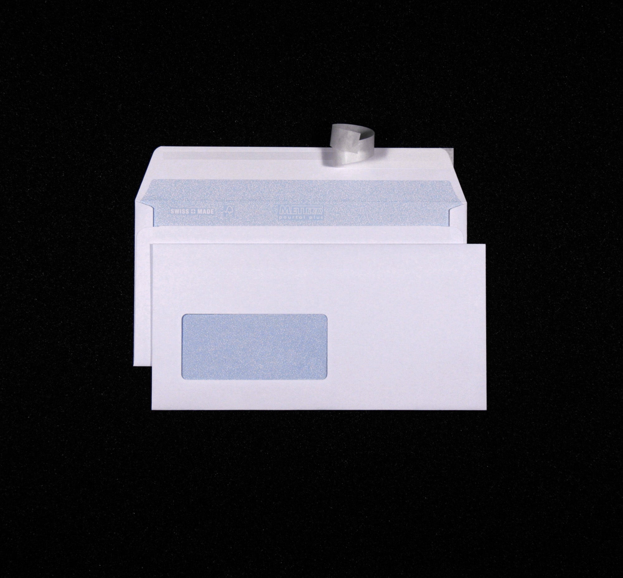 Mettler Couvert C5/6, Fenster links, Haftklebung, ultraweiss, 100 g/m², mit Innendruck – 500 Stk.