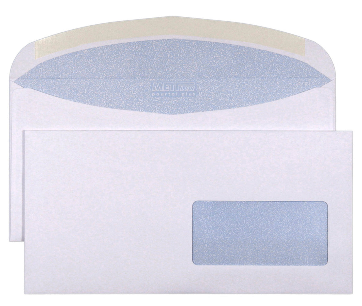 Mettler Couvert C5/6, Fenster rechts, gummiert, ultraweiss, 100 g/m² – 500 Stk.