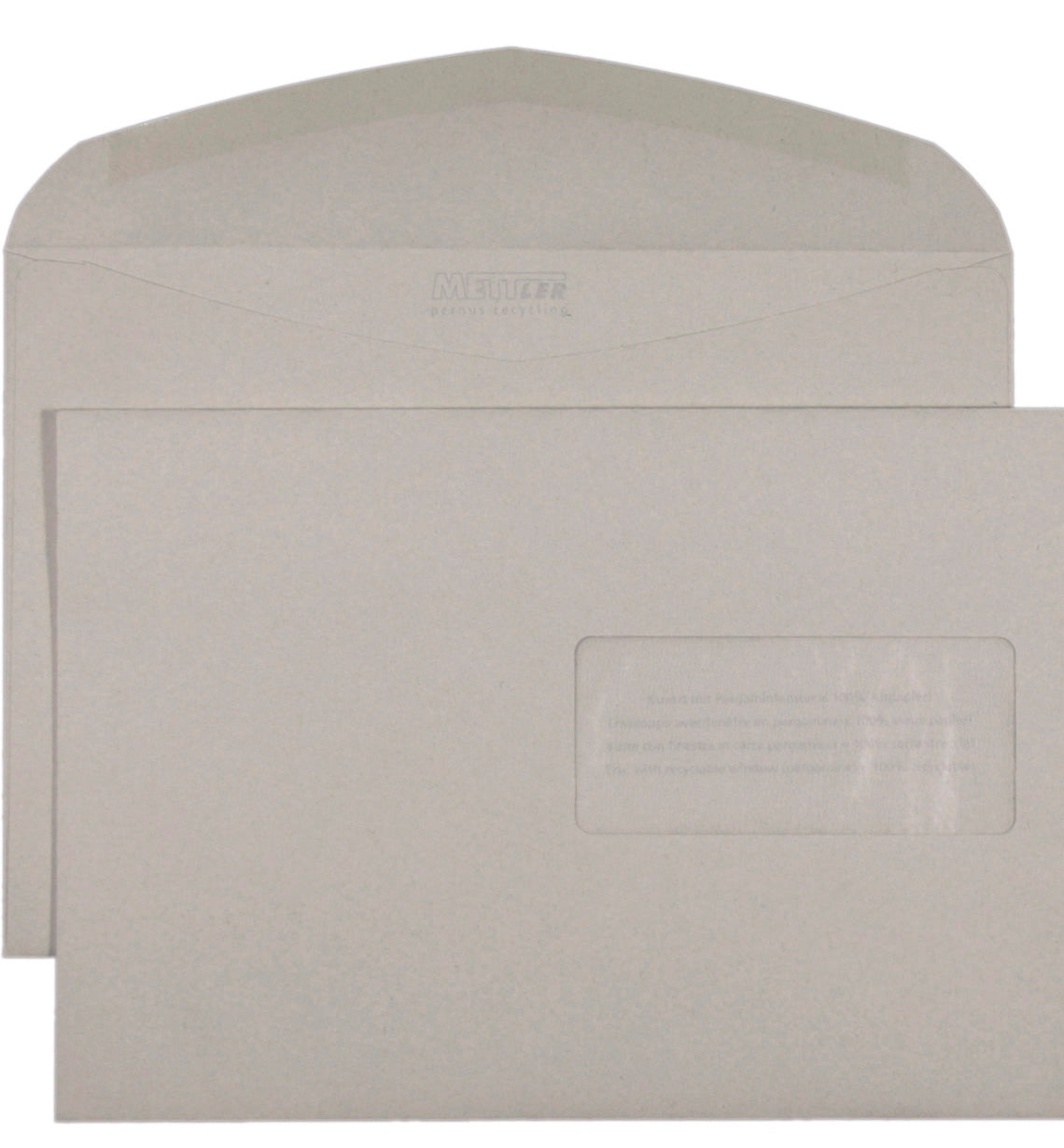 Mettler Couvert C5, Fenster rechts, Nassklebung, 100 g/m², Recycling – Mettler – 500 Stk.