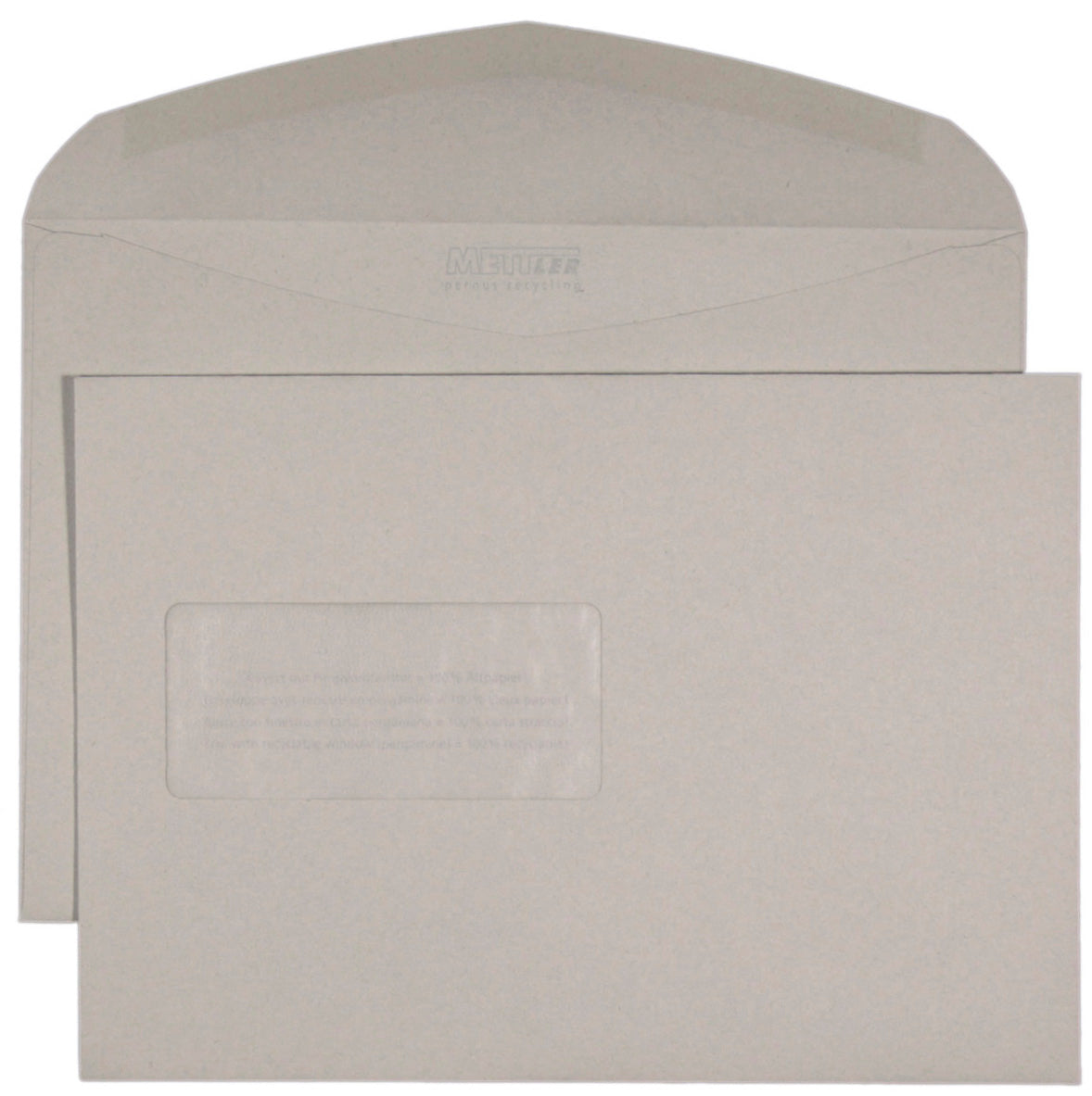 Mettler Couvert C5, Fenster links, Nassklebung, 100 g/m², Recyclingpapier – 500 Stk.