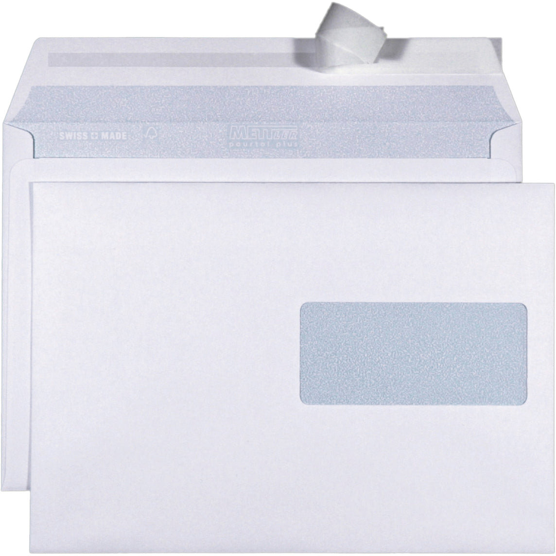 Mettler Couvert C5, Fenster rechts, Haftklebung, ultraweiss, 120 g/m², lasertauglich – Mettler – 500 Stk.