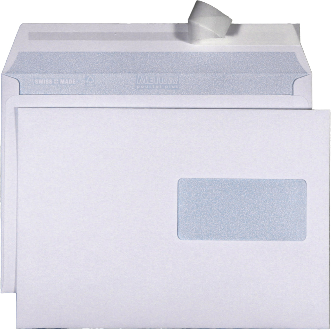 Mettler Couvert C5, Fenster rechts, Haftklebung, ultraweiss, 100 g/m², mit Innendruck – 500 Stk.