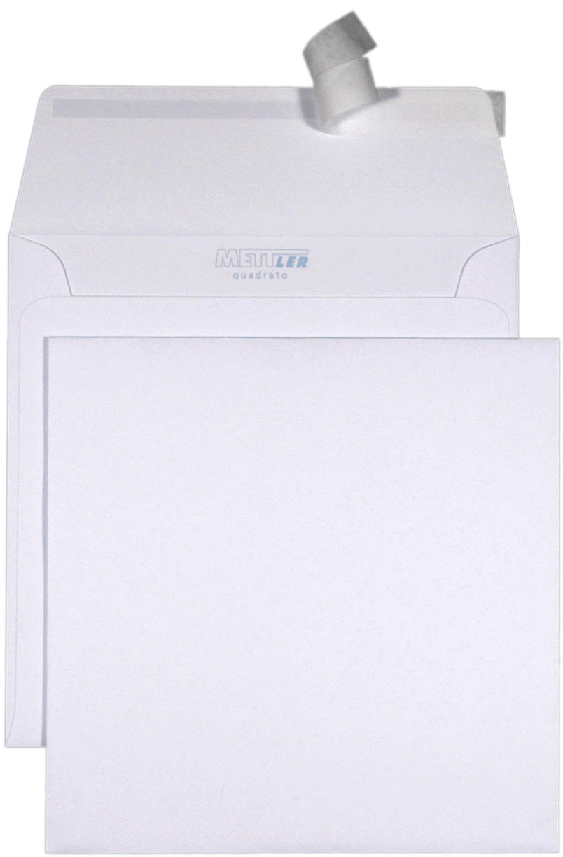 Mettler Couvert 195 × 190 mm, ohne Fenster, Haftklebung, ultraweiss, 120 g/m²
