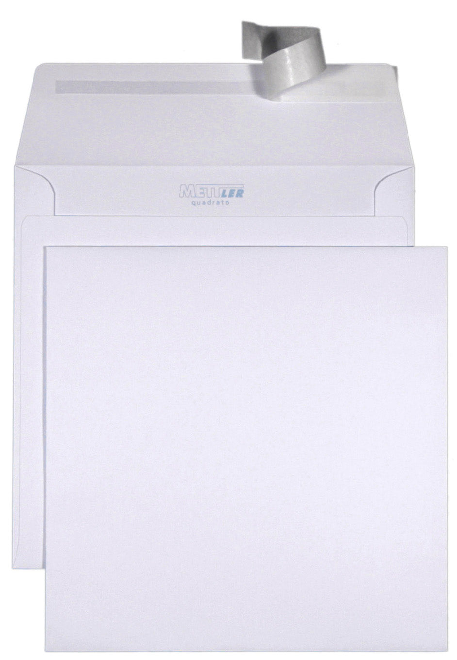 Mettler Couvert 195 × 190 mm, ohne Fenster, Haftklebung, ultraweiss, 120 g/m²