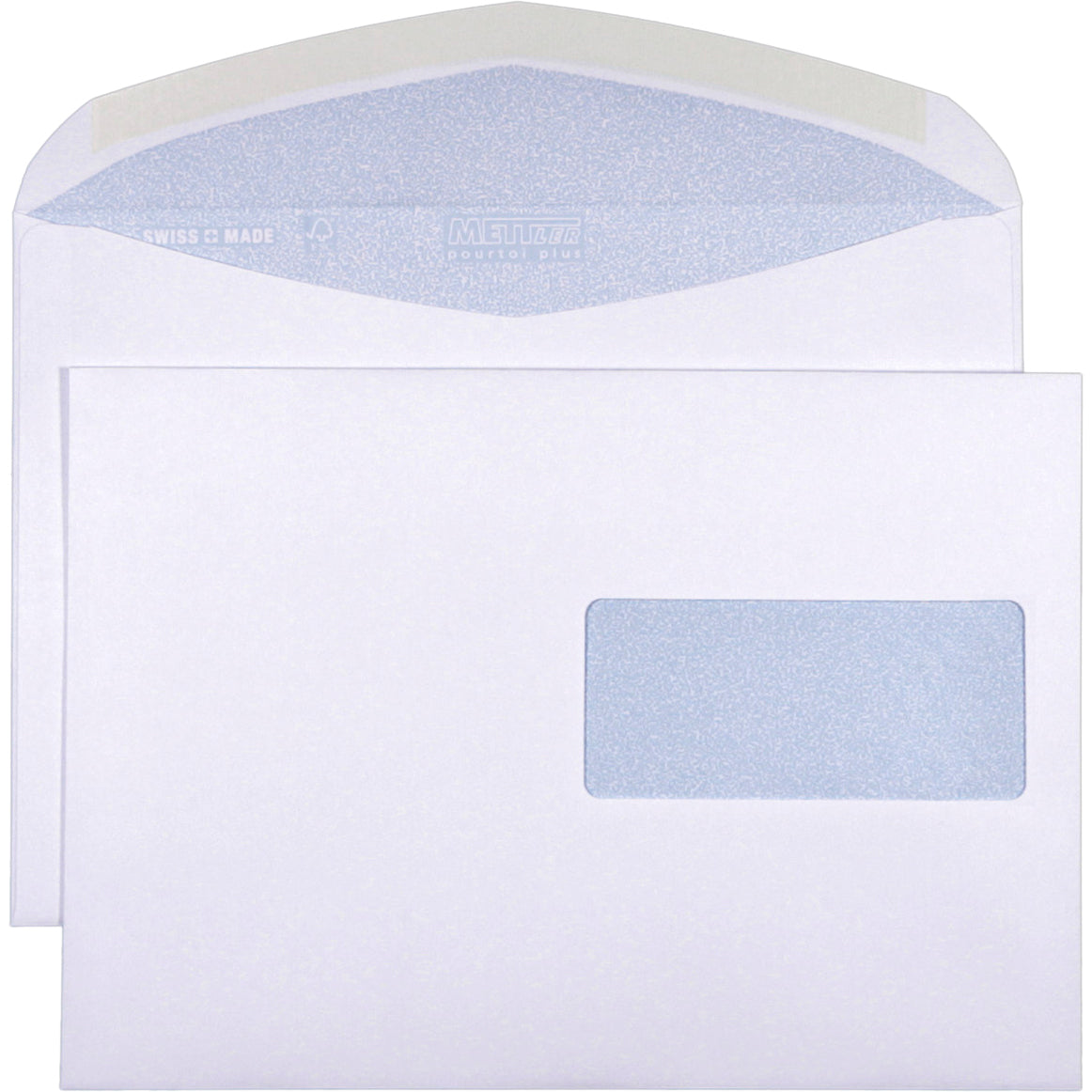Mettler Couvert C5, Fenster rechts, Nassklebung, ultraweiss, 100 g/m² – 500 Stk.