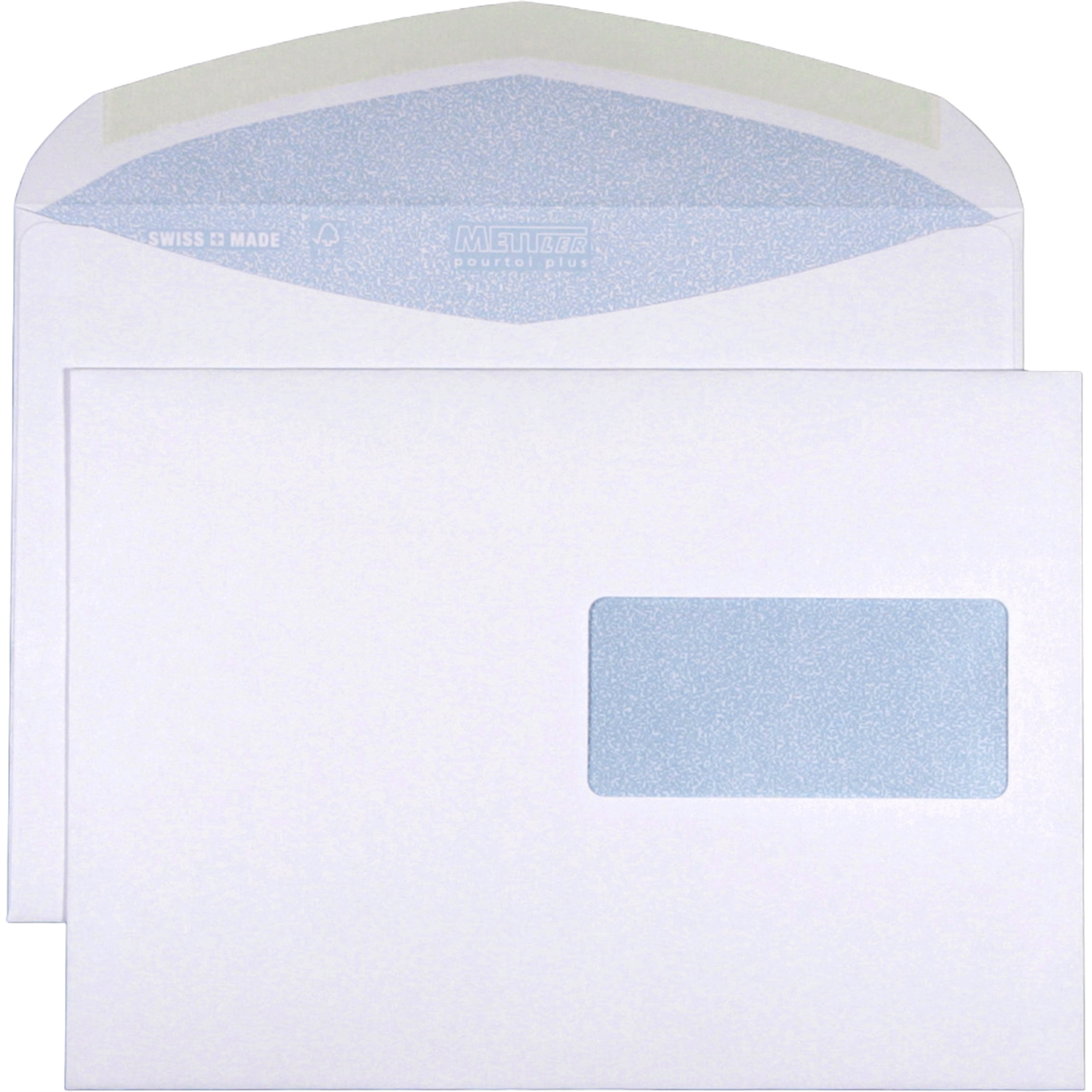 Mettler Couvert C5, Fenster rechts, Nassklebung, ultraweiss, lasertauglich – Mettler – 500 Stk.