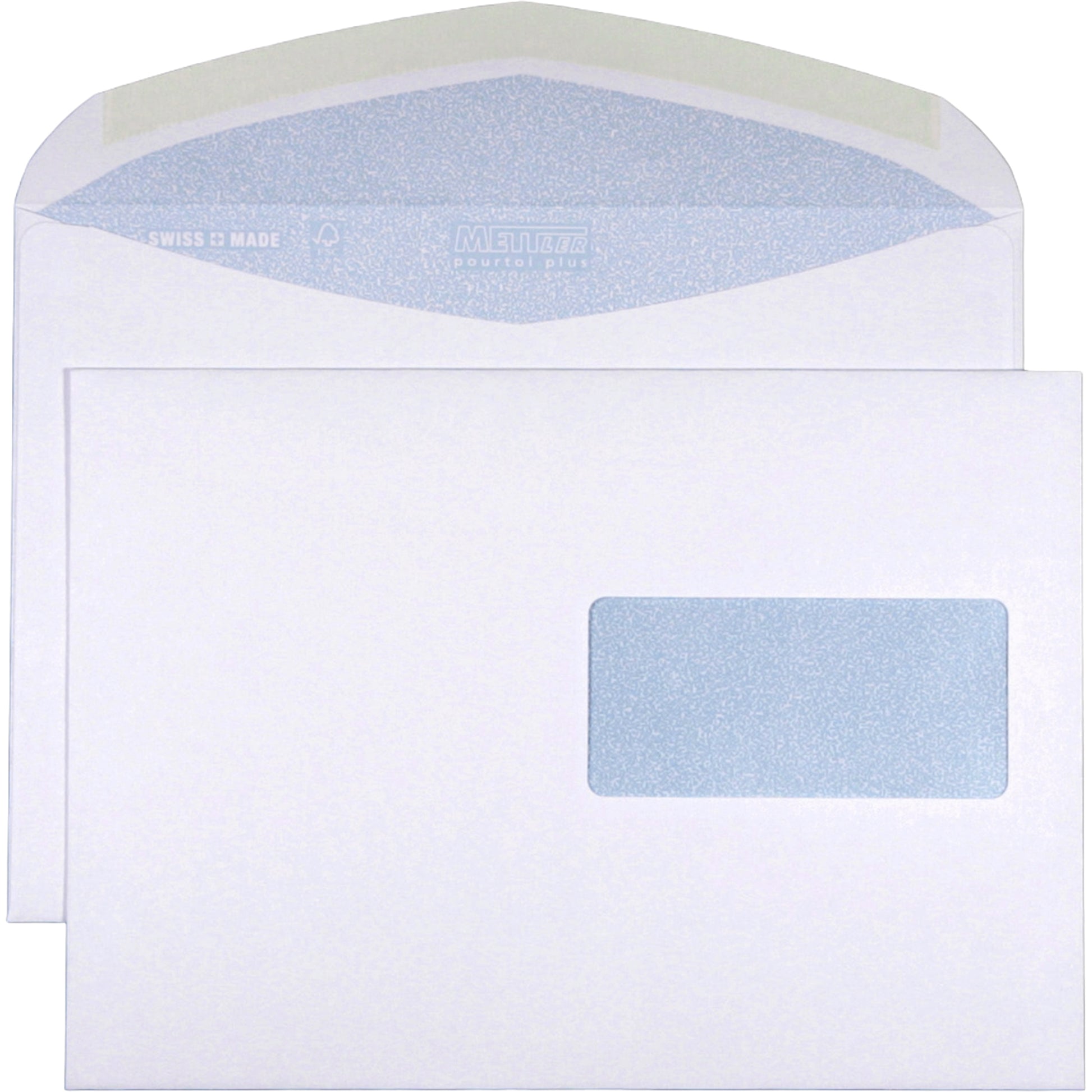 Mettler Couvert C5, Fenster rechts, Nassklebung, ultraweiss, lasertauglich – 500 Stk.