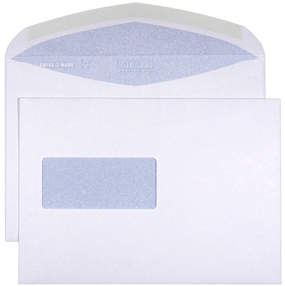 Mettler Couvert C5, Fenster links, Nassklebung, ultraweiss, 100 g/m², lasertauglich – 500 Stk.