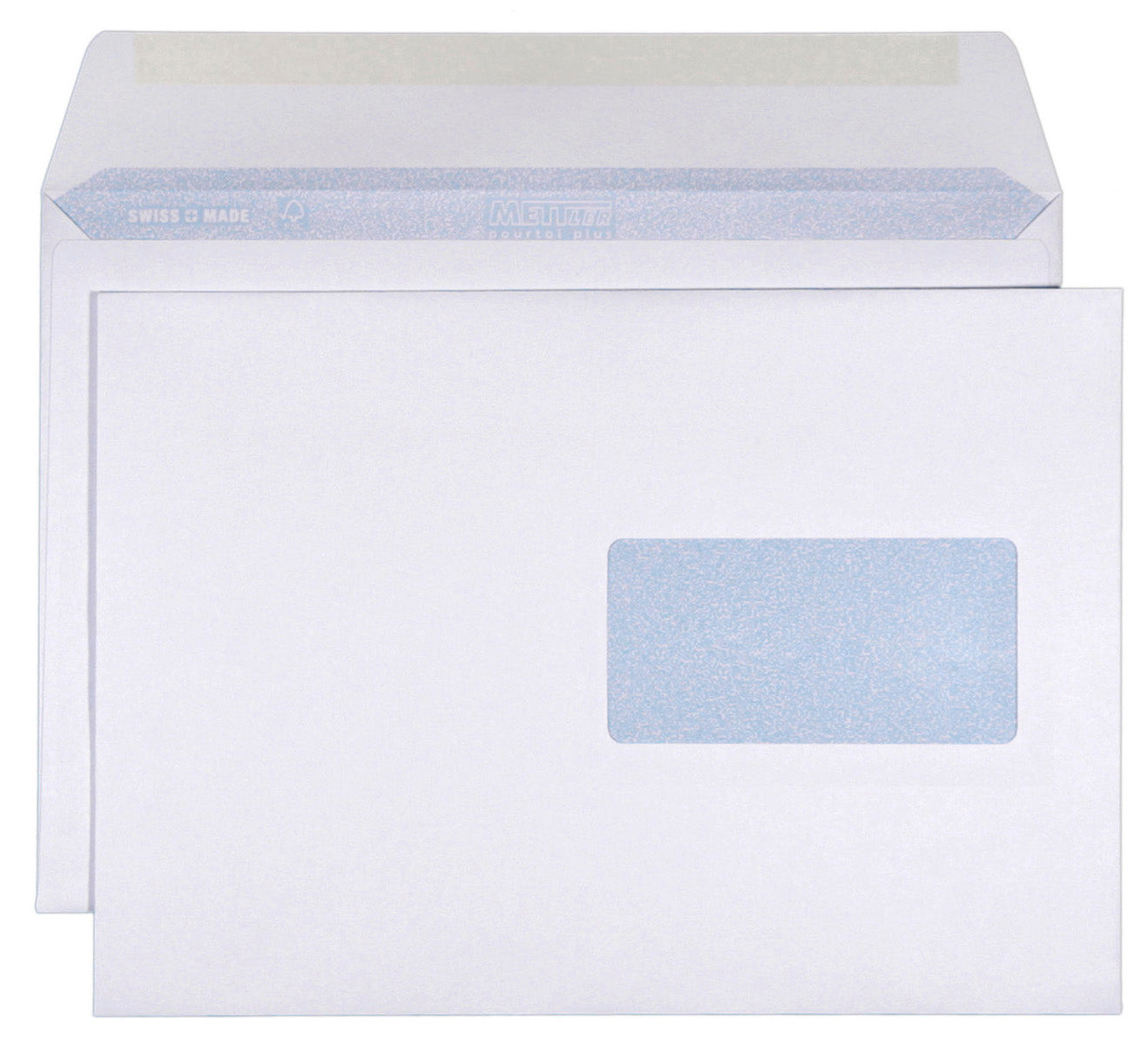 Mettler Couvert B5, Fenster rechts, gummiert, ultraweiss, 100 g/m² – Mettler – 500 Stk.