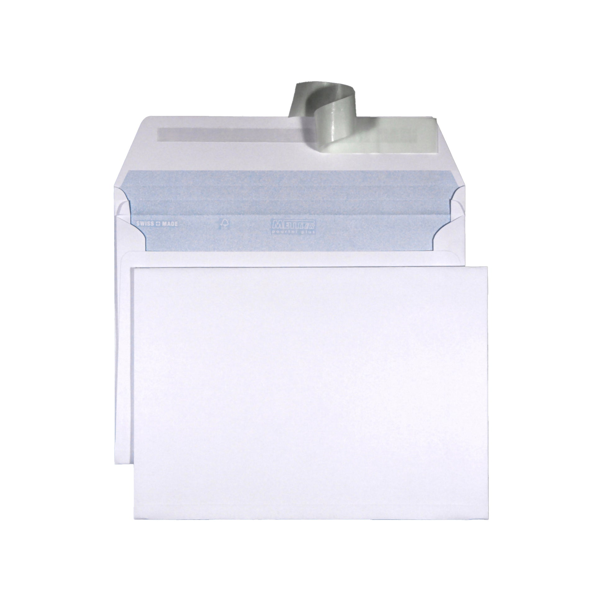 Mettler Seitenfaltentasche B5, ohne Fenster, Haftklebung, Ultraweiss, 120 g/m², 20 mm Falte – 250 Stk.