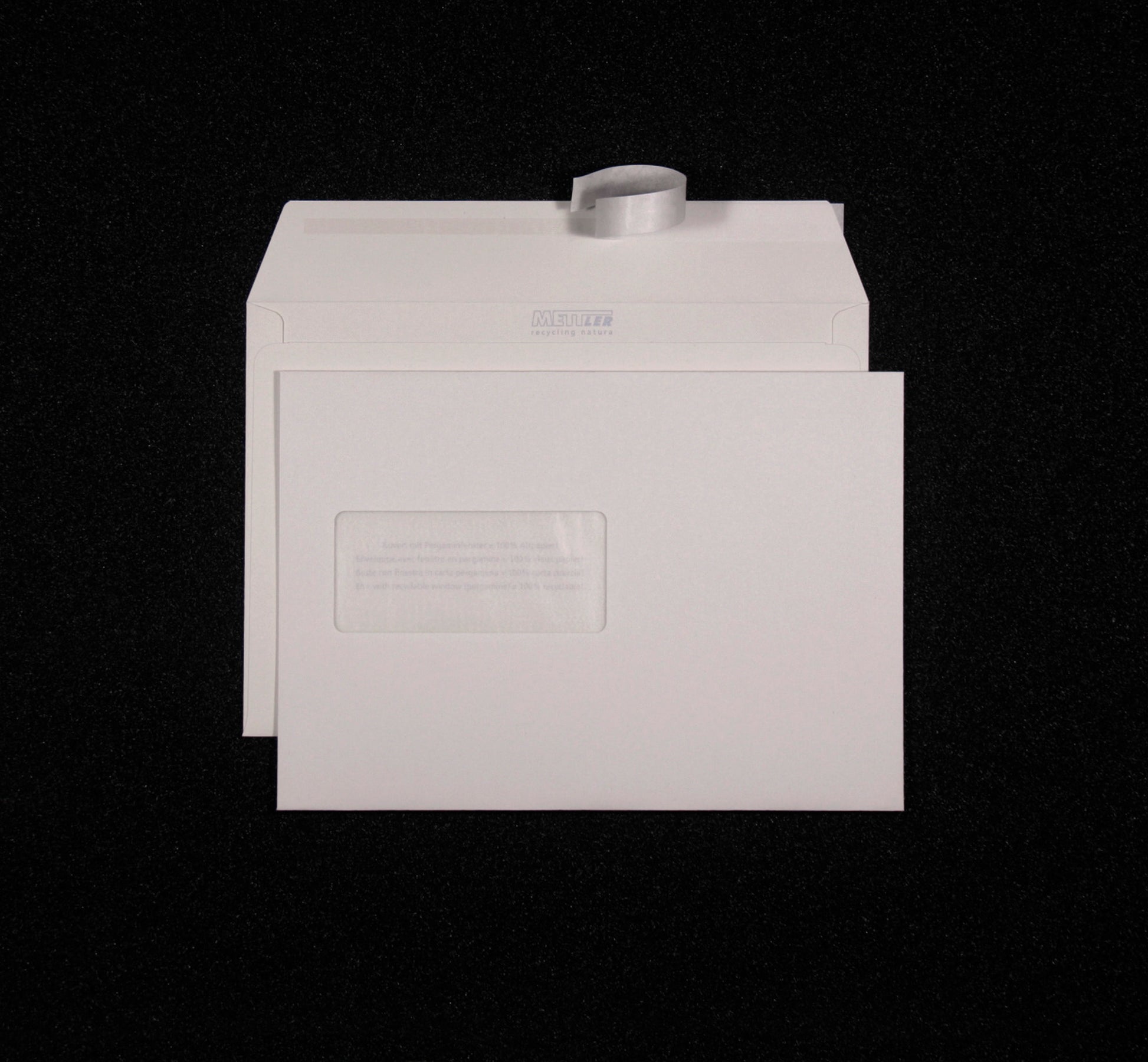 Mettler Couvert C5, Fenster links, Haftklebung, 120 g/m², Recycling, mit Innendruck – 500 Stk.