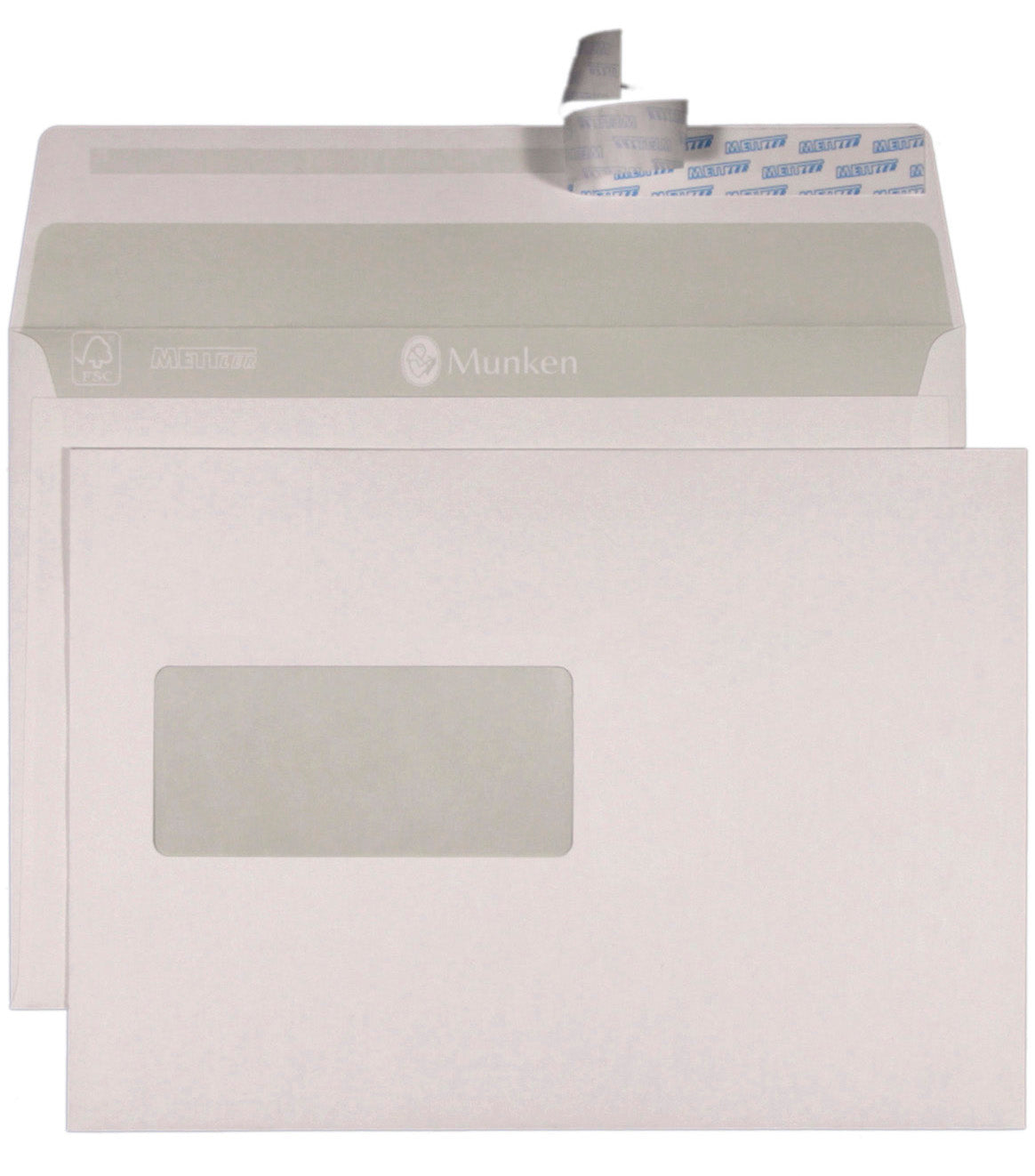Mettler Couvert C5, Fenster links, Haftklebung, weiss, 120 g/m², Munken Polar