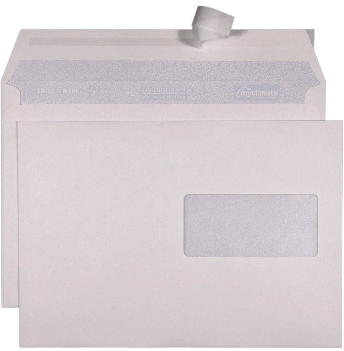 Mettler Couvert C5, Fenster rechts, Haftklebung, weiss, 100 g/m², recyceltes Papier – 500 Stk.