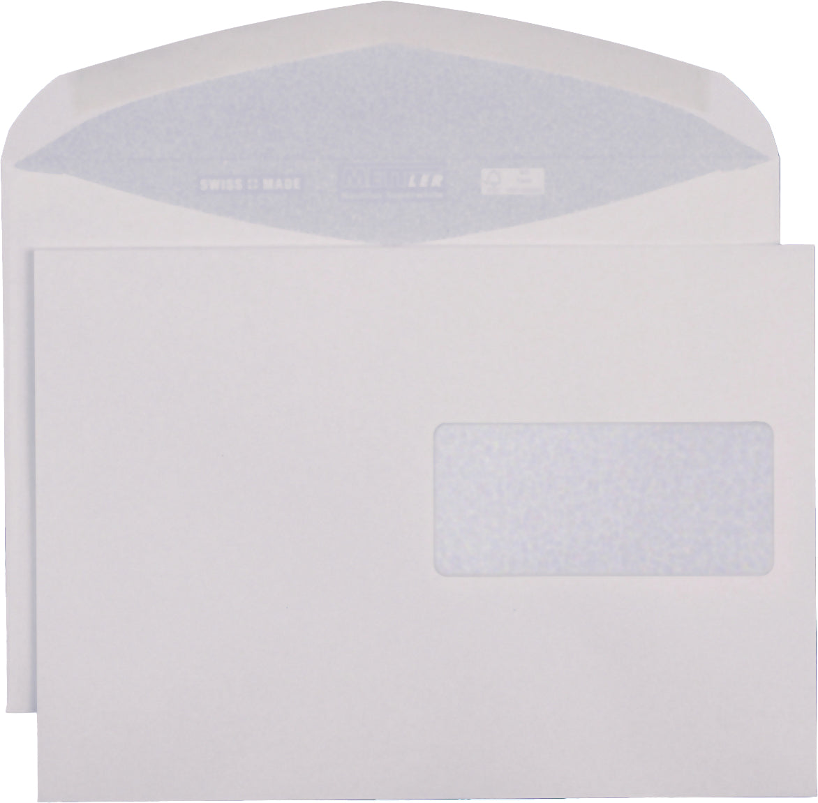 Mettler Couvert C5, Fenster rechts, Nassklebung, nautilus superwhite, 100 g/m² – 500 Stk.