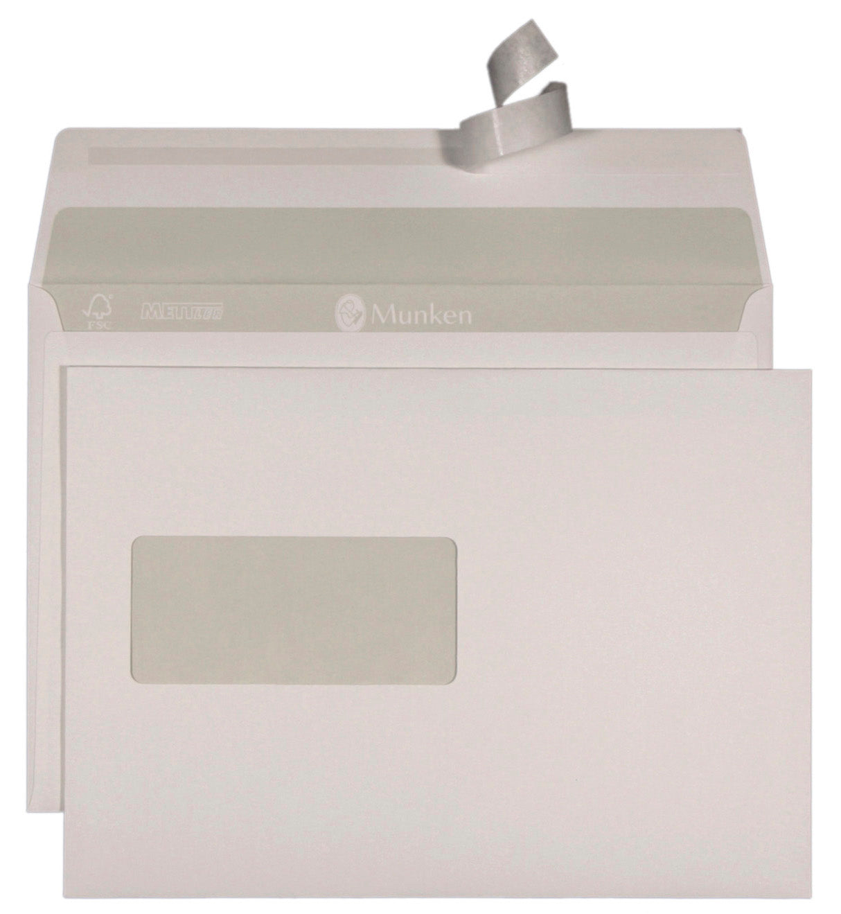 Mettler Couvert C5, Fenster links, Haftklebung, weiss, 120 g/m², lasertauglich – 500 Stk.
