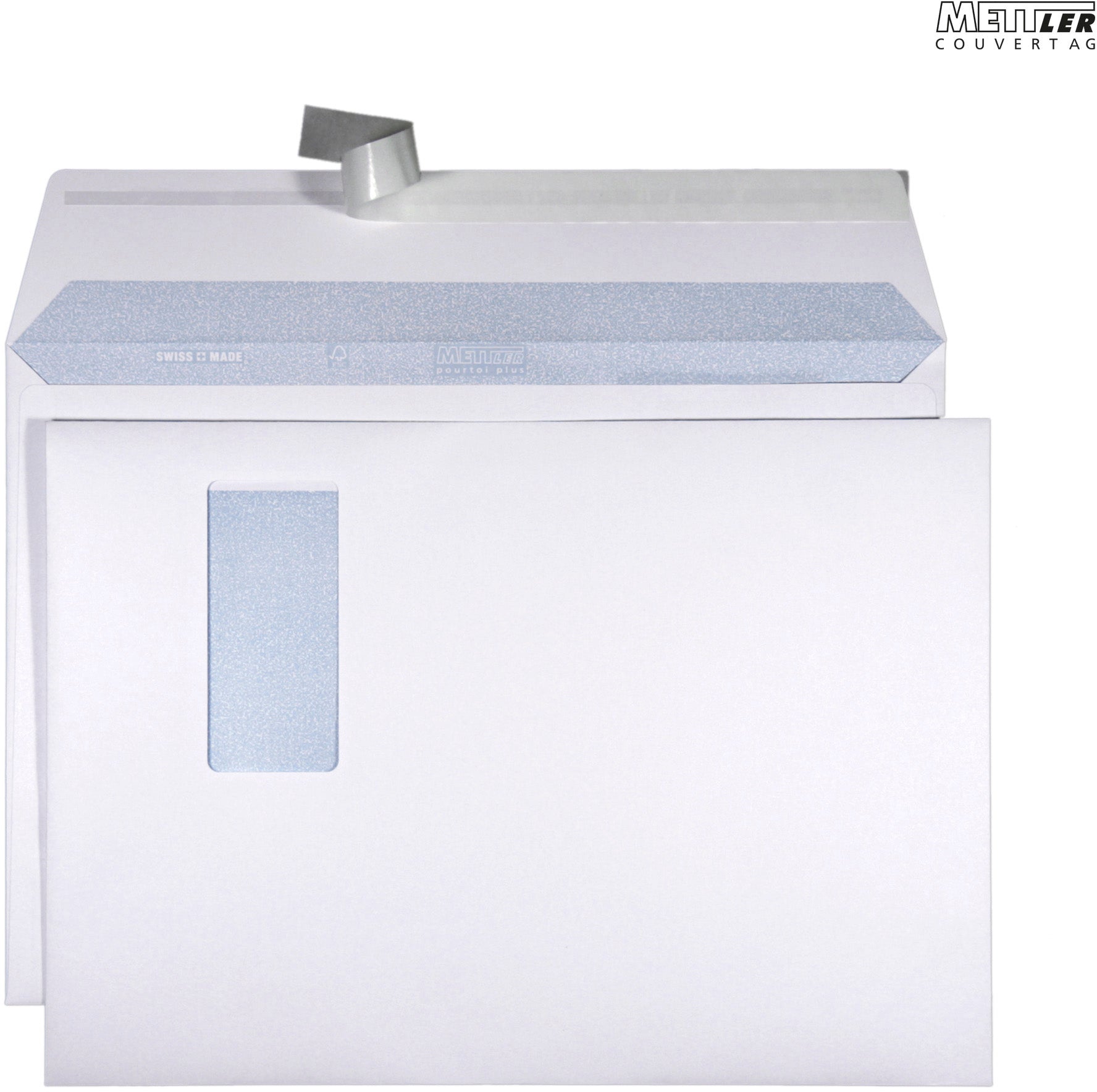 Mettler Couvert C4, Fenster rechts, Haftklebung, ultraweiss, 120 g/m², fensterfolie lasertauglich – 250 Stk.