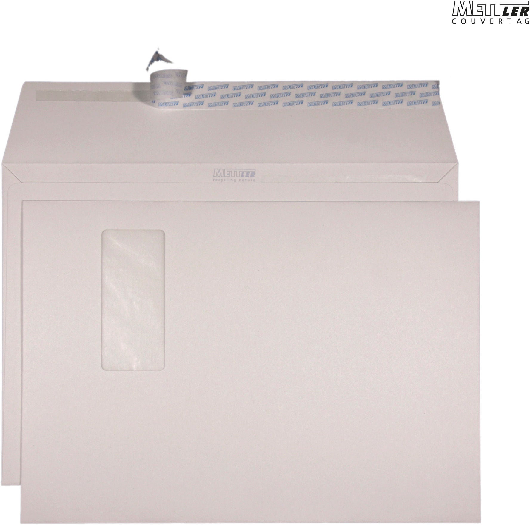Mettler Couvert C4, Fenster rechts, Haftklebung, 120 g/m², Recycling – 250 Stk.