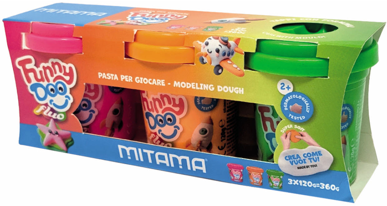 Mitama Funny Doo – Knete-/Modelliermasse-Set – 9 × 50 g, 24-teilig – ab 3 Jahren