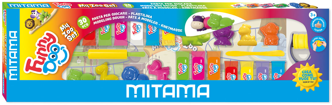 Mitama Funny Doo My Zoo – Modellierknete-Set – 7 × 50 g – 14-teilig – Ab 3 Jahren