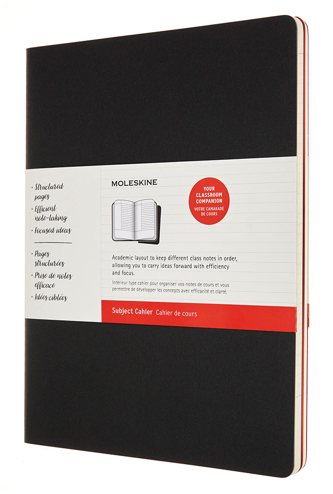 Moleskine Notizheft – 178 × 294 mm – Fadenheftung, perforiert, abgerundete Ecken, schwarz/cranberry