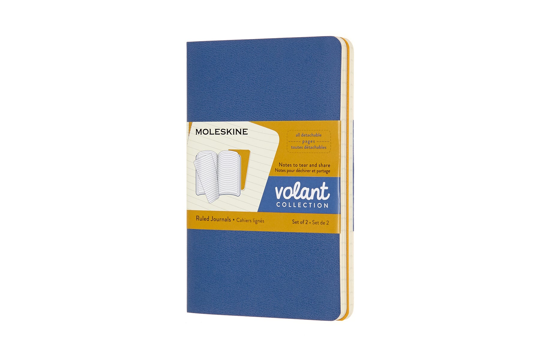 Moleskine Notizheft – 140 × 94 mm – perforiert, abgerundete Ecken, korallrot, aquamarinblau, 2 Stück