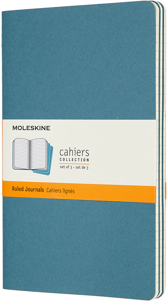 Moleskine Notizheft – A5 – liniert – 80 Seiten – gebunden, perforiert, Innentasche, lebhaftes Blau, 3 Stück