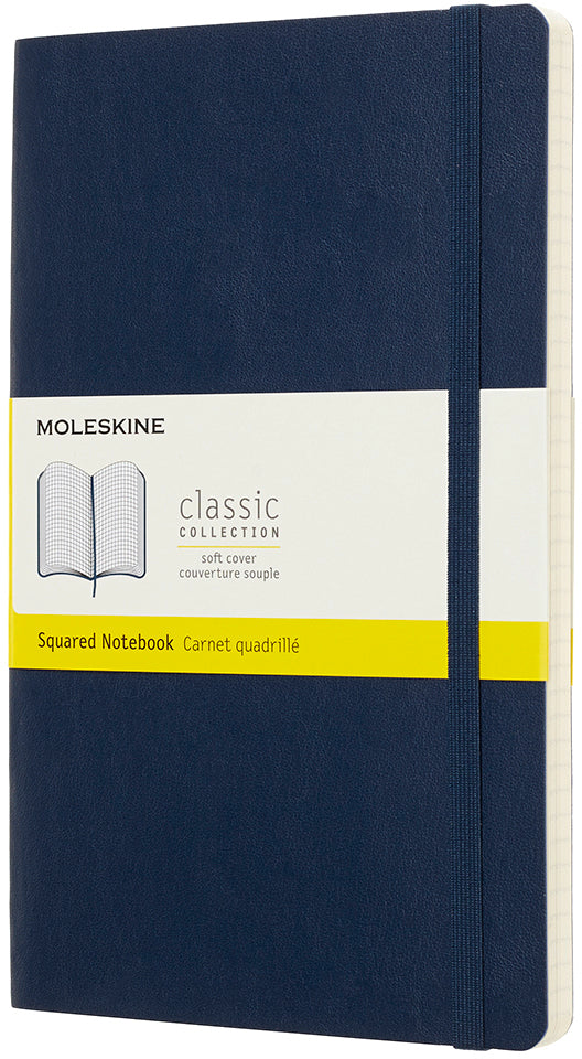 Moleskine Classic Soft Notizbuch – 128 × 212 mm – kariert – Softcover, Gummiband, Falttasche – Saphir
