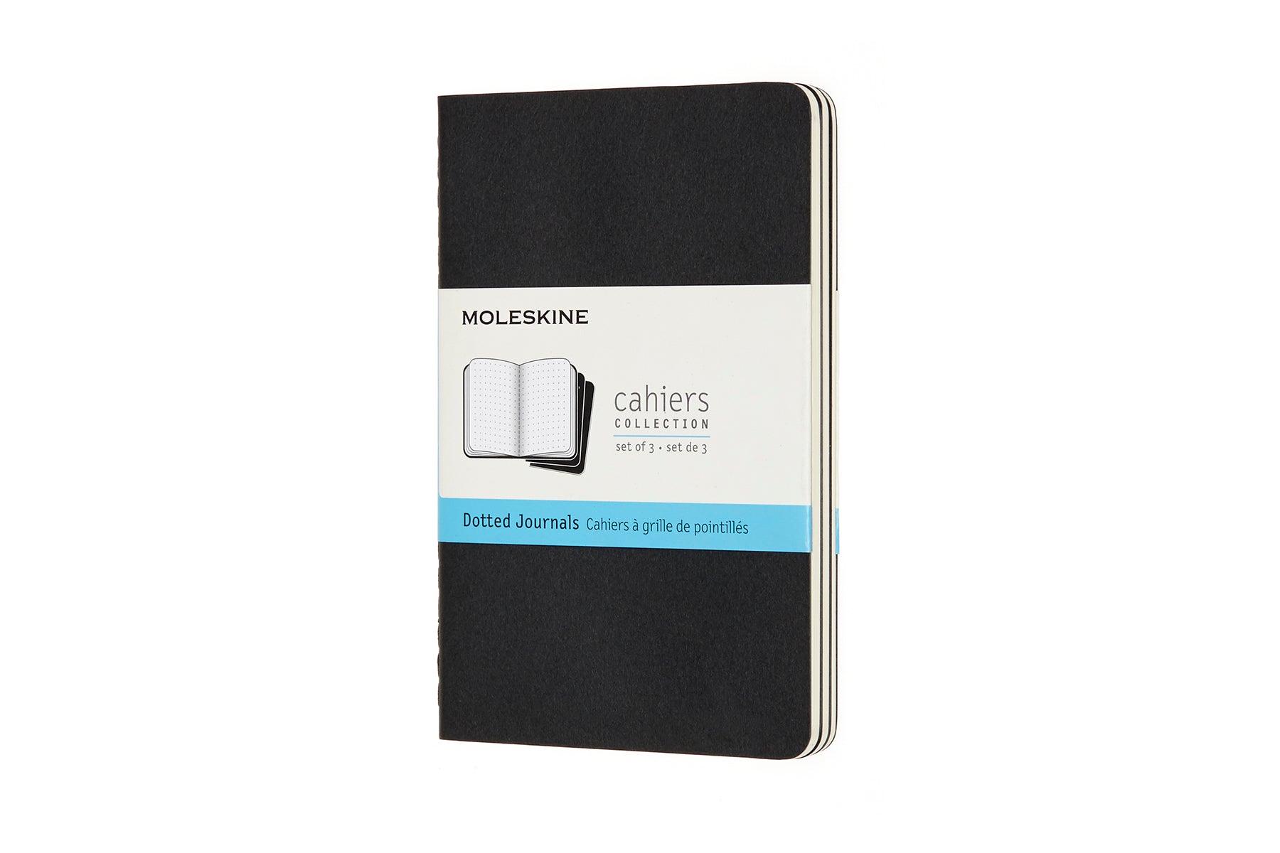 Moleskine Notizheft – 91 × 140 mm – 70 g/m² – Fadenheftung, perforiert, Umschlagklappe, schwarz, 3 Stück