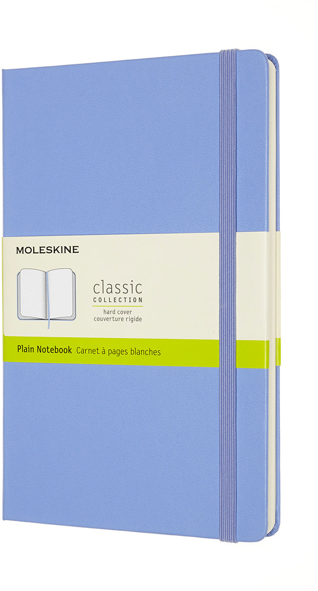 Moleskine Notizbuch – 134 × 212 mm – blanko – 208 Seiten – Hardcover, Gummiband, Lesezeichen – Hortensienblau