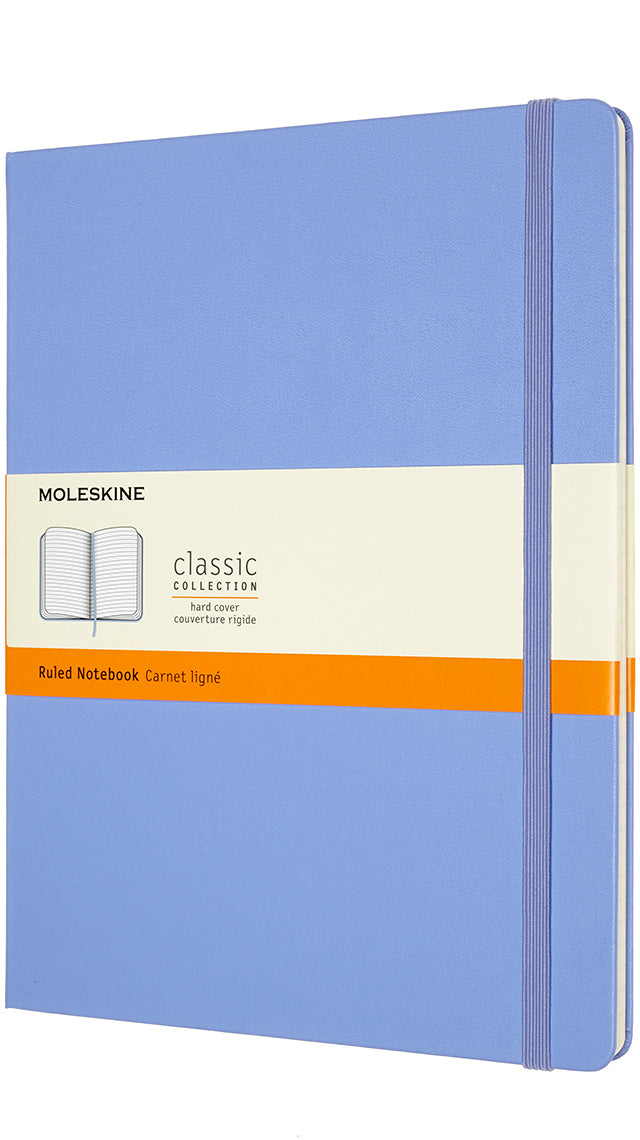 Moleskine Notizbuch – 194 × 256 mm – Hardcover, Gummiband, erweiterbare Innentasche, Hortensienblau