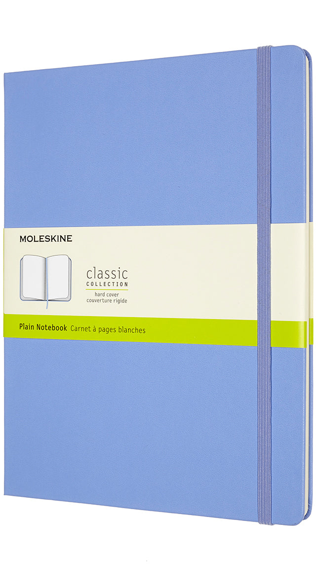 Moleskine Notizbuch – 193 × 256 mm – blanko – 192 Seiten – Hardcover, Gummiband, Lesezeichen – Hortensienblau