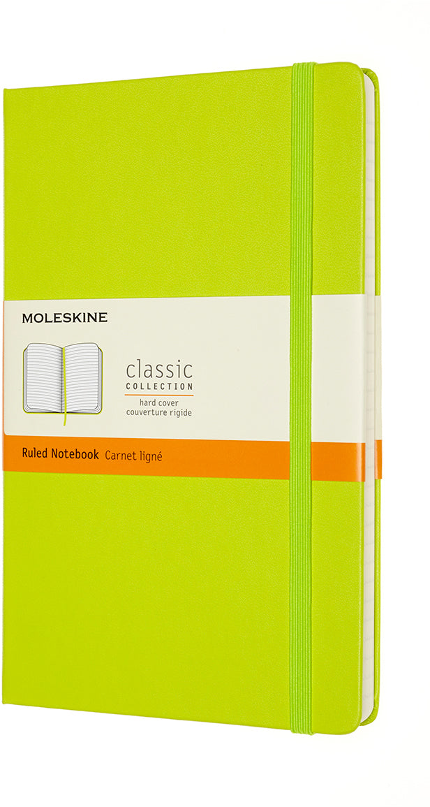 Moleskine Notizbuch – A5 (133 × 212 mm) – 208 Seiten – Hardcover, Gummiband, Lesezeichen – Limettengrün