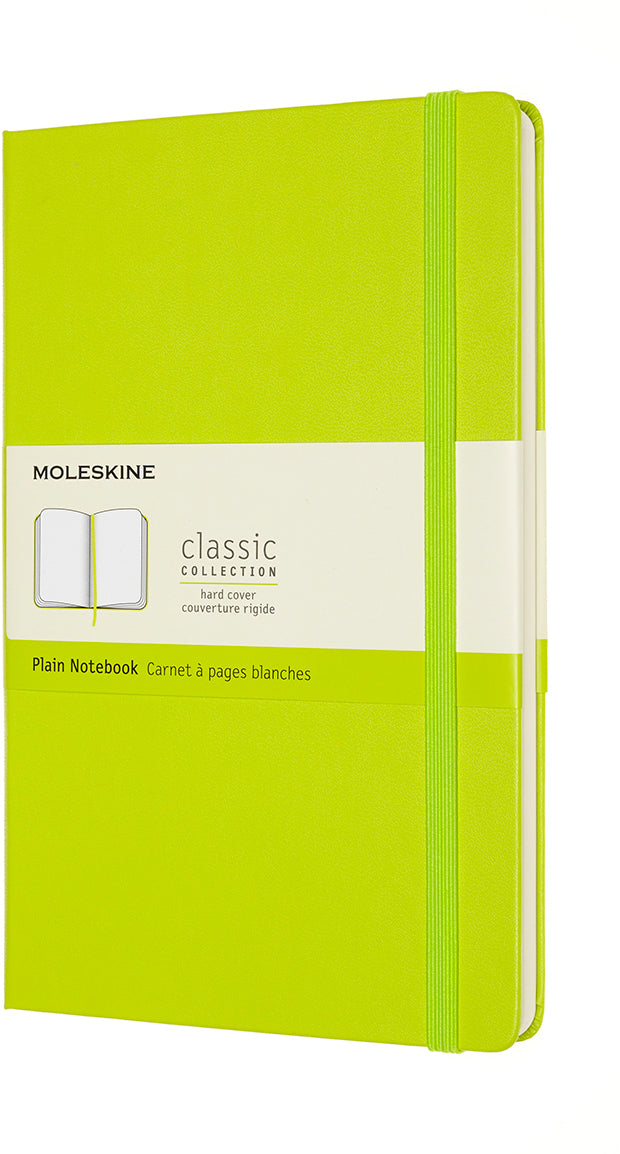 Moleskine Notizbuch – 135 × 213 mm – blanko – 208 Seiten – Hardcover, Gummiband, Lesezeichen – Limettengrün