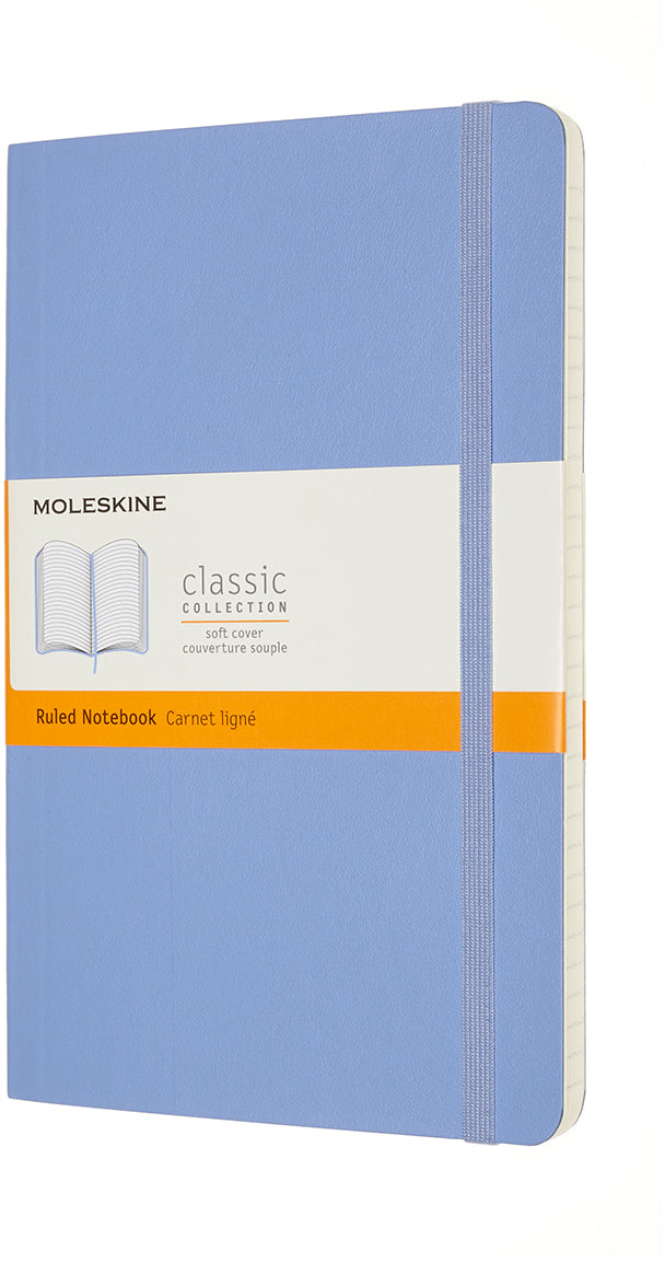 Moleskine Notizbuch – A5 – 192 Seiten – 70 g/m² – Softcover, Gummiband, Innentasche – Hortensienblau