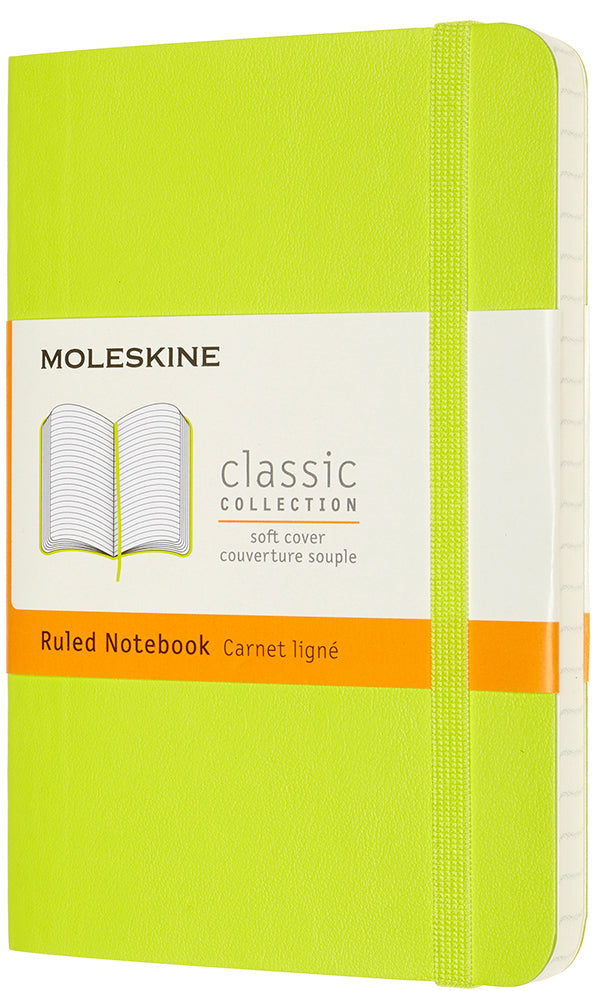 Moleskine Notizbuch – 93 × 141 mm – 192 Seiten – 70 g/m² – Softcover, Gummiband, Innentasche, Limettengrün