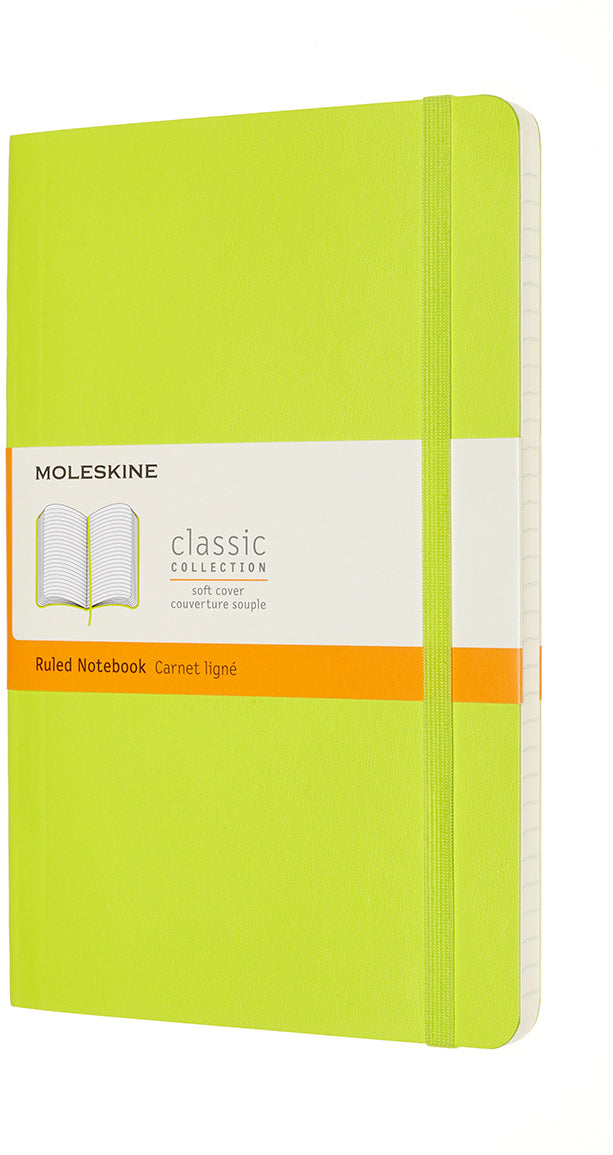 Moleskine Notizbuch – A5 – liniert – 192 Seiten – 70 g/m² – Softcover, Gummiband, Innentasche – Limettengrün