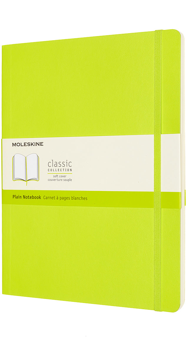 Moleskine Notizbuch – 190 × 252 mm – 192 Seiten – 70 g/m² – Softcover, Gummiband, Einstecktasche, limettengrün