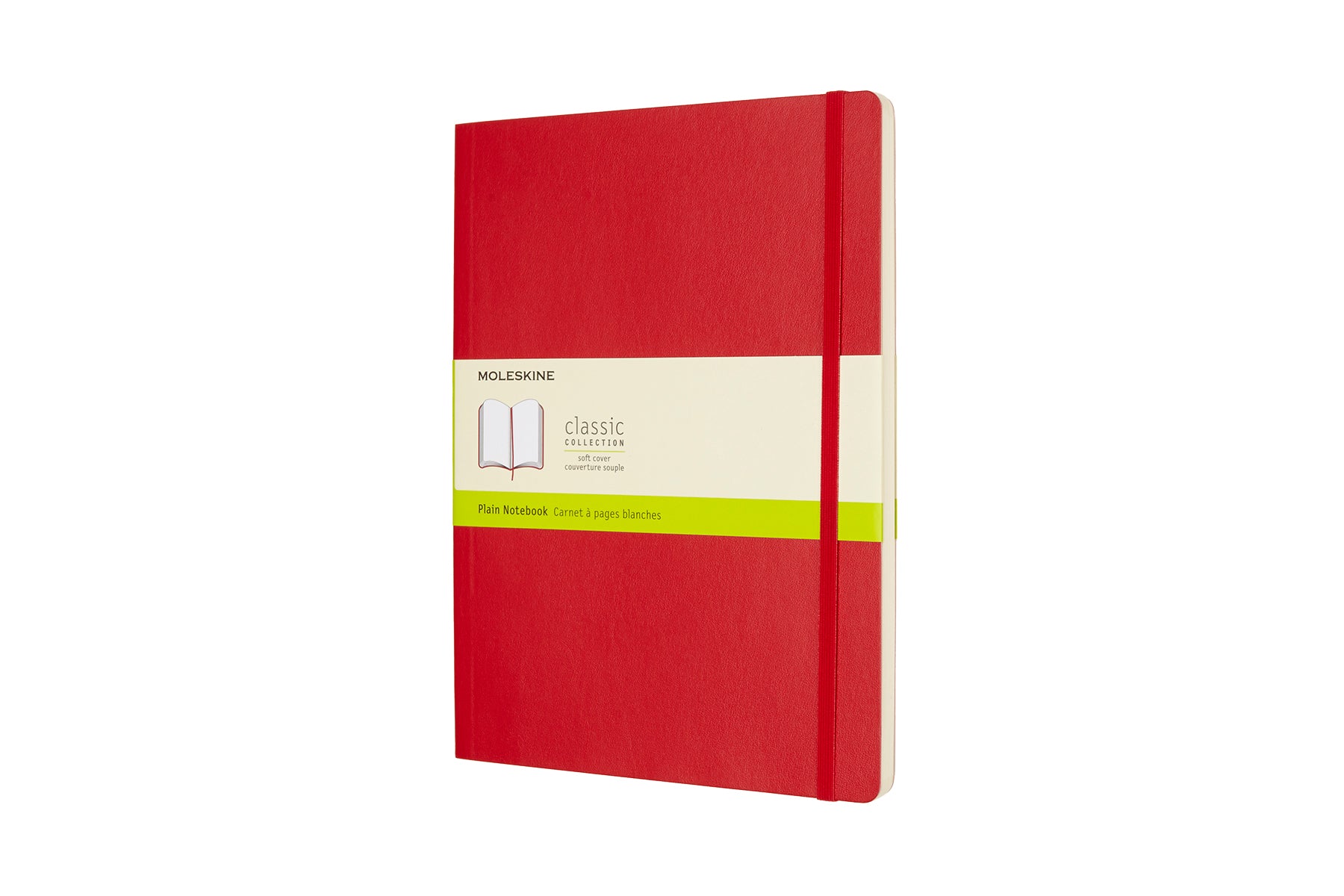 Moleskine Notizbuch – 194 × 250 mm – blanko – Softcover, Gummiband, Lesebändchen, scharlach