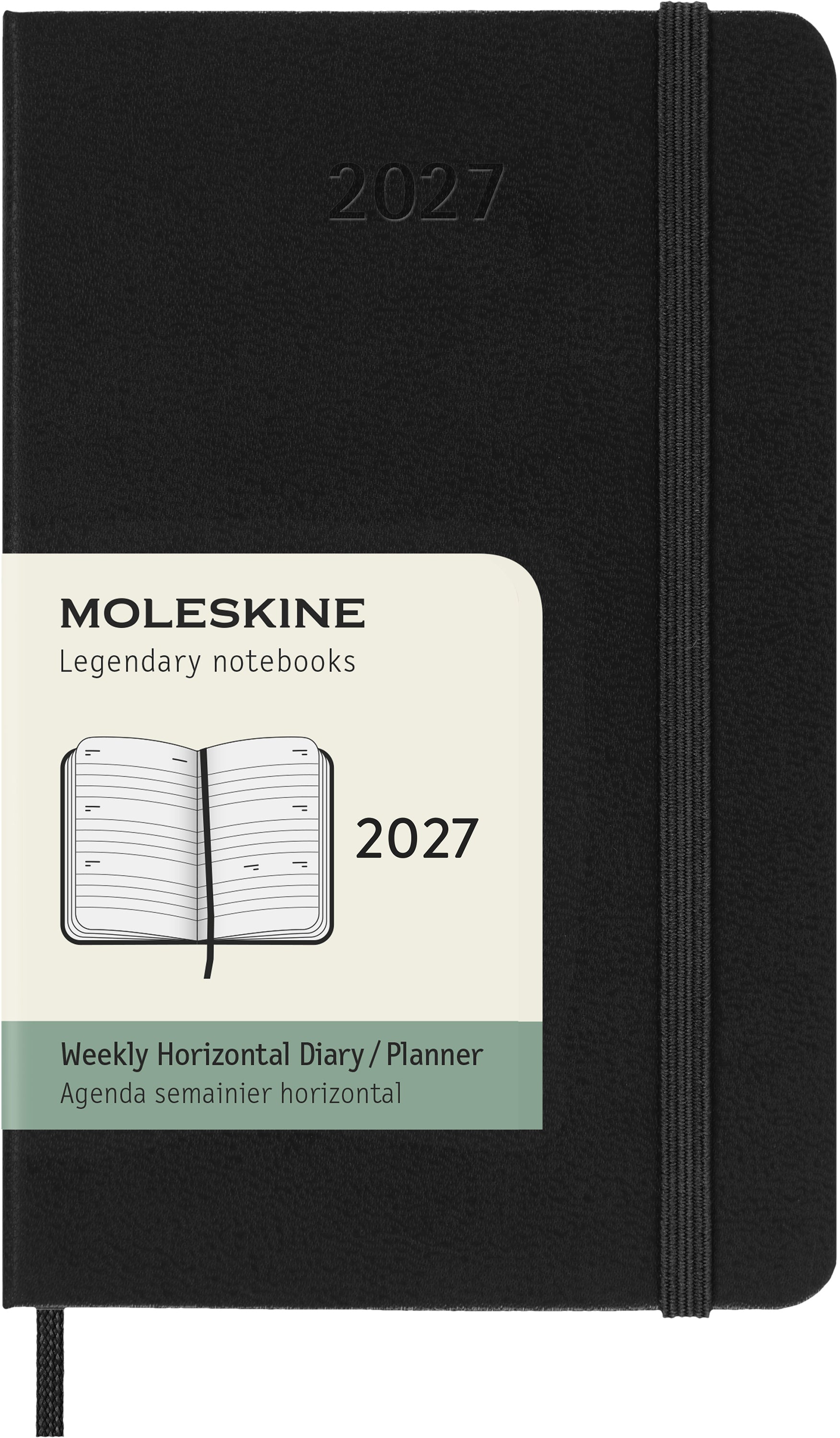 Moleskine Classic – Wochenagenda 2027, 1 Woche/2 Seiten, 9,3 × 14,8 cm, Hardcover, schwarz