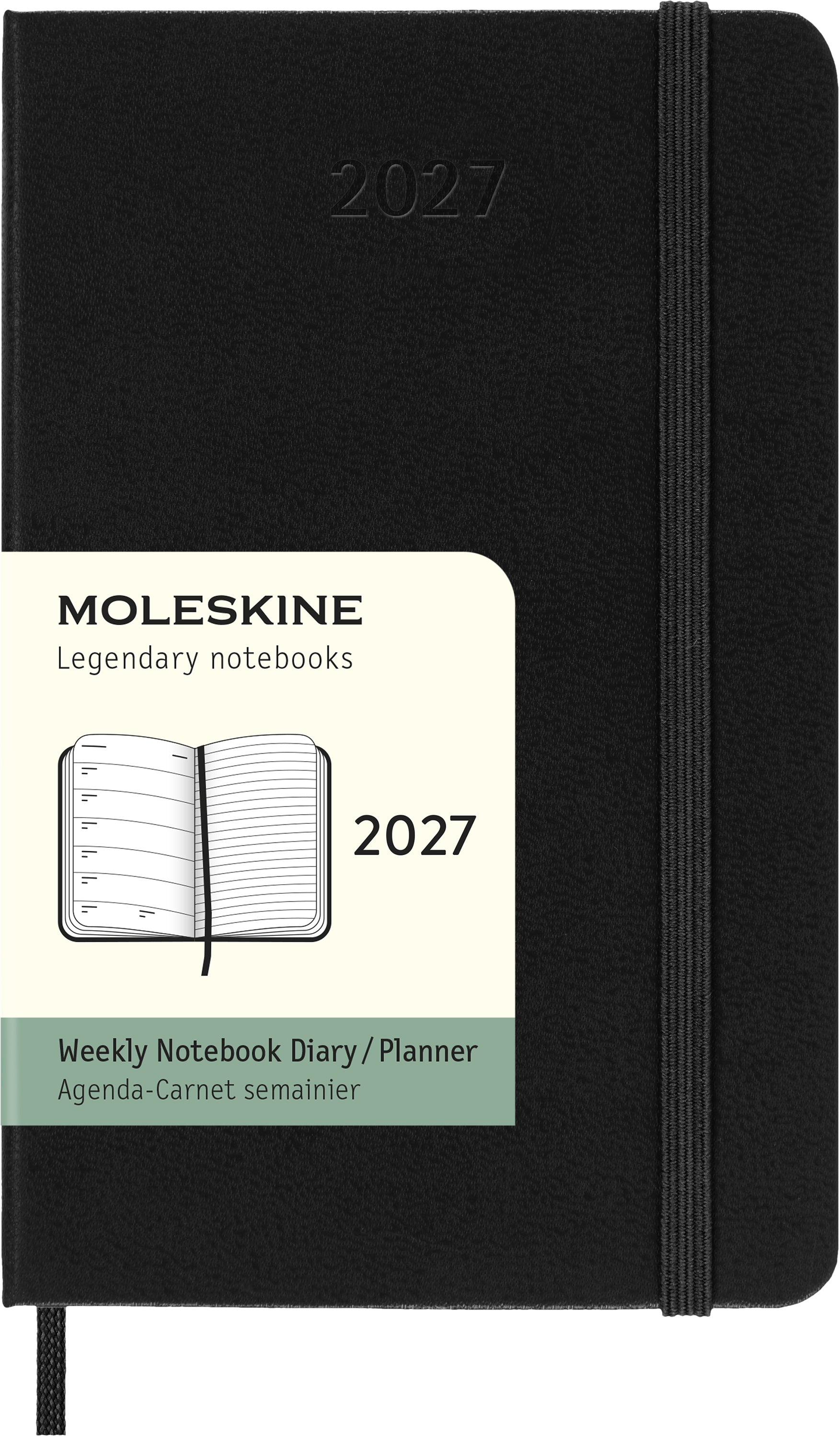 Moleskine Classic – Wochenagenda 2027, 1 Woche/1 Seite, 9,4 × 14,7 cm, Hardcover, Schwarz