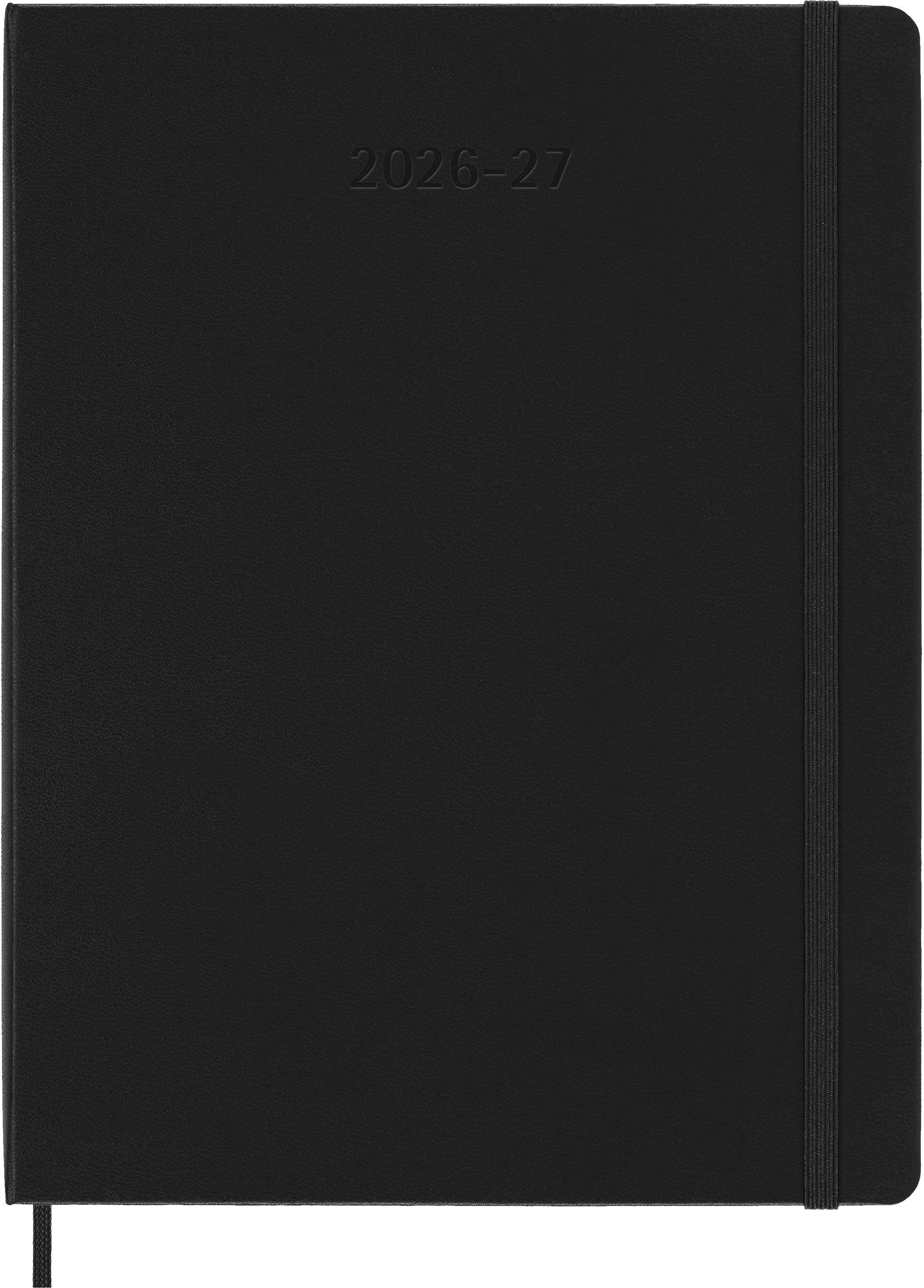 Moleskine Wochenagenda Jul 2026–Dez 2027, 1 Woche/1 Seite, 19,3 × 25,6 cm, Hardcover, Schwarz