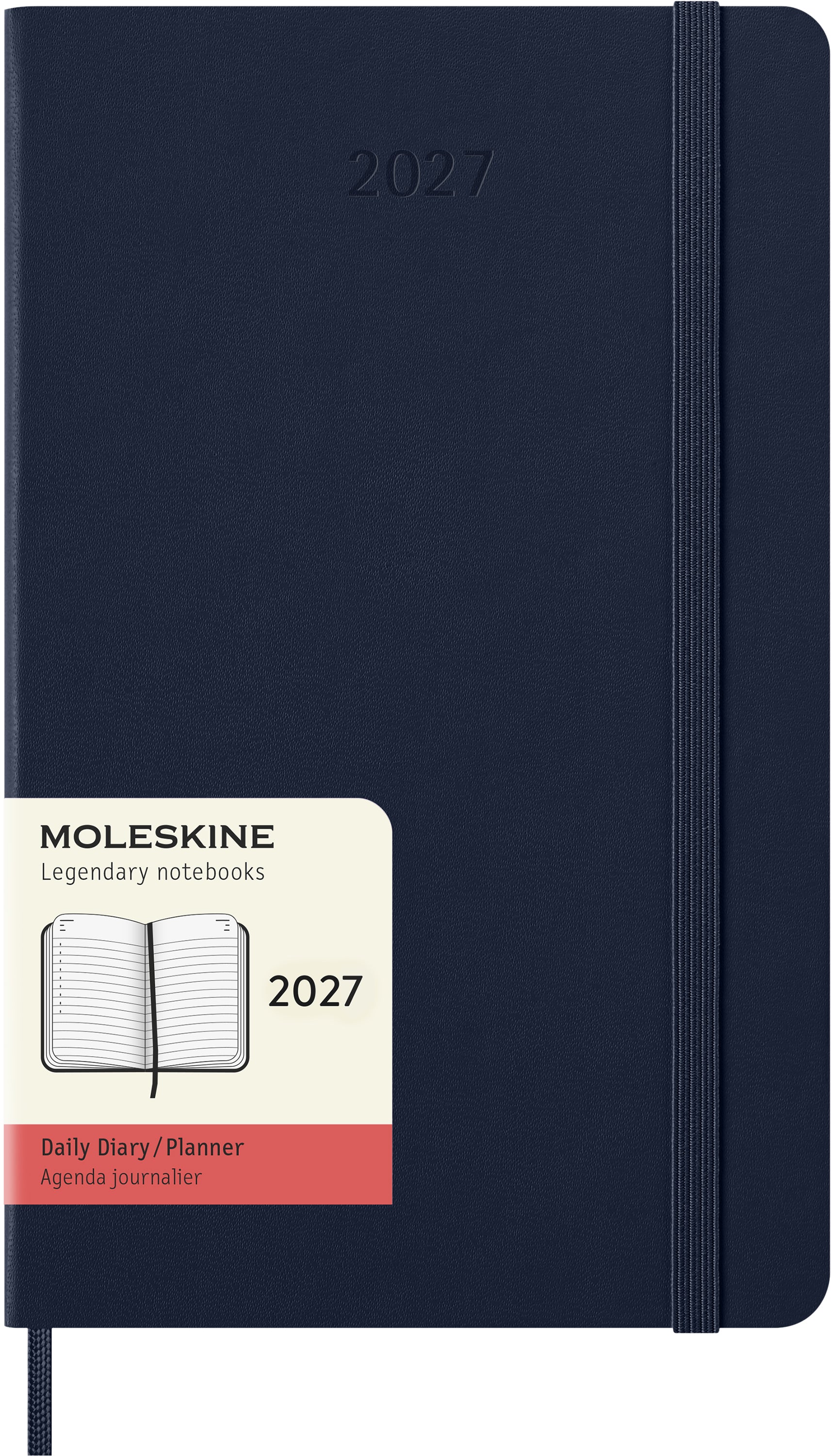 Moleskine Classic Large – Tagesagenda 2027, 1 Tag/1 Seite, 13,4 × 21,2 cm, Hardcover, Saphir