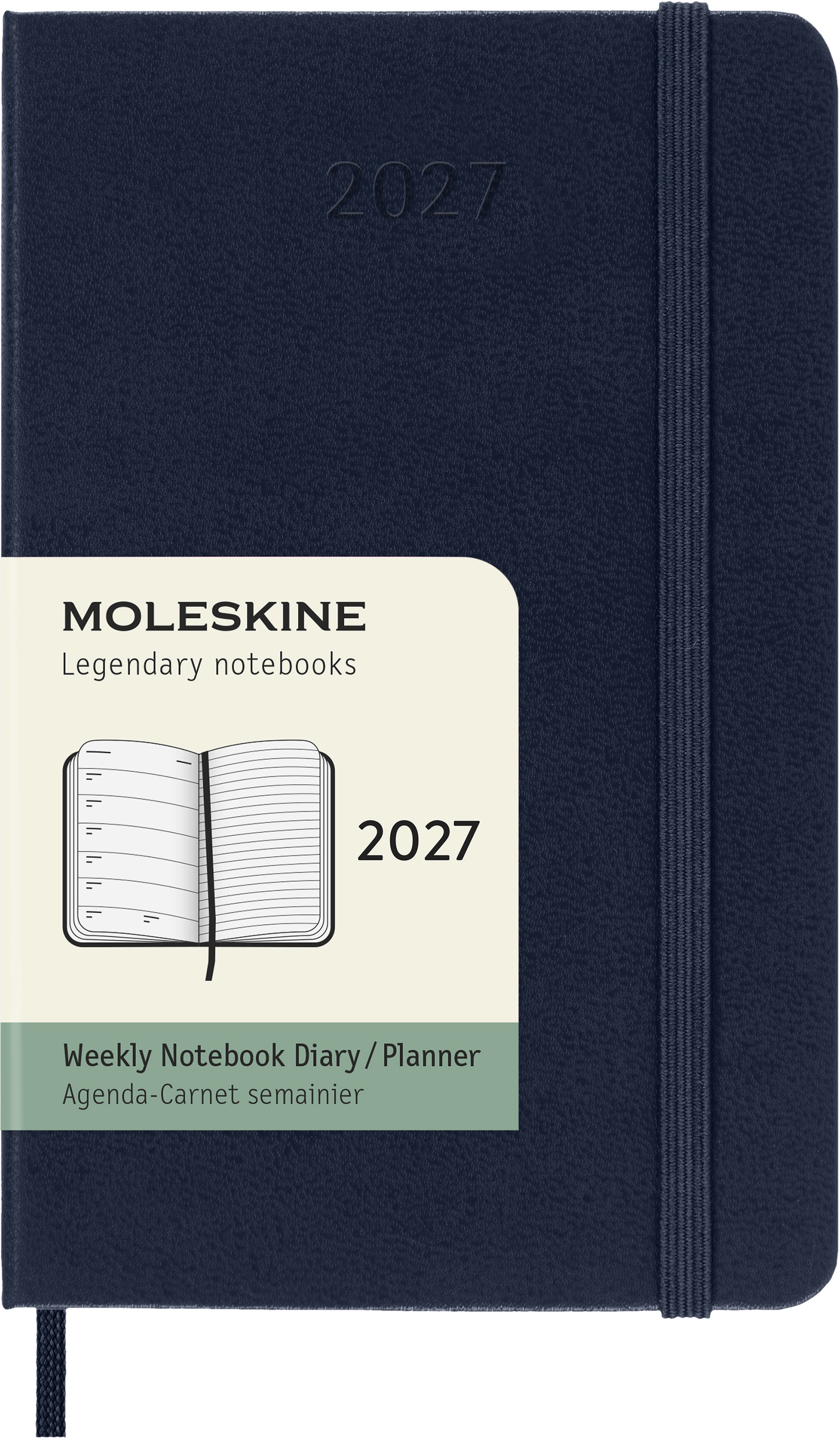 Moleskine Classic Pocket – Wochenagenda 2027, 1 Woche/1 Seite, 9,7 × 14,5 cm, Hardcover, Saphir