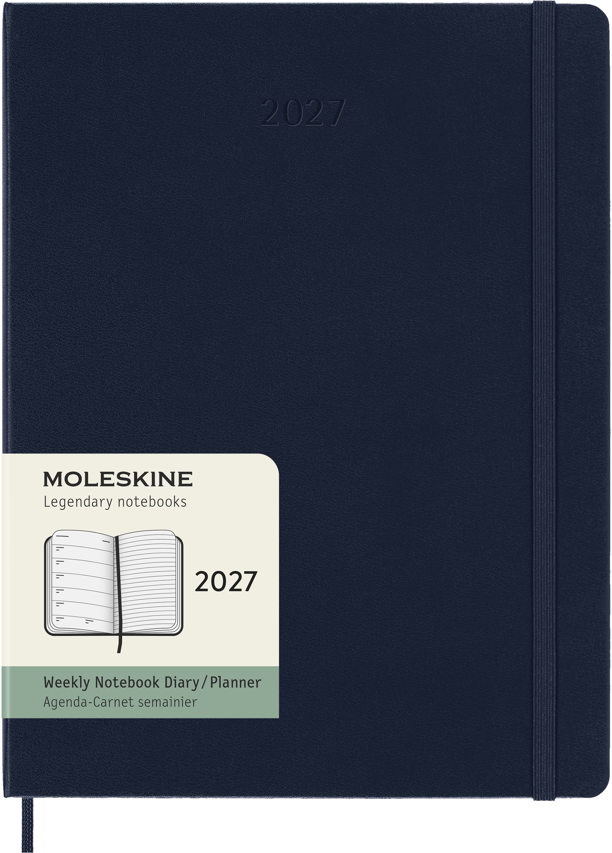 Moleskine Classic X-Large – Wochenagenda 2027, 1 Woche/1 Seite, 19,6 × 25,5 cm, Hardcover, Saphir
