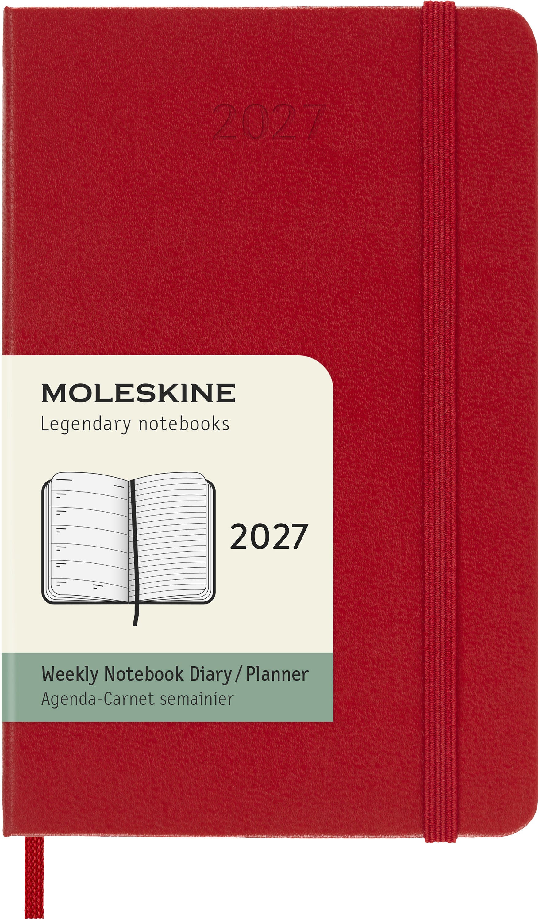 Moleskine Classic – Wochenagenda 2027, 1 Woche/1 Seite, 9,6 × 14,5 cm, Hardcover, Scharlachrot